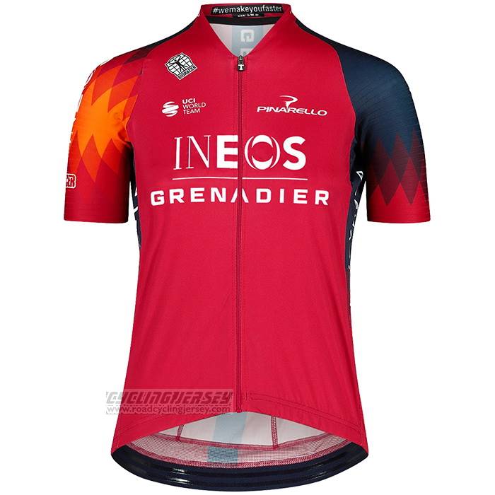 2023 Cycling Jersey Women Ineos Grenadiers Red Short Sleeve and Bib Short